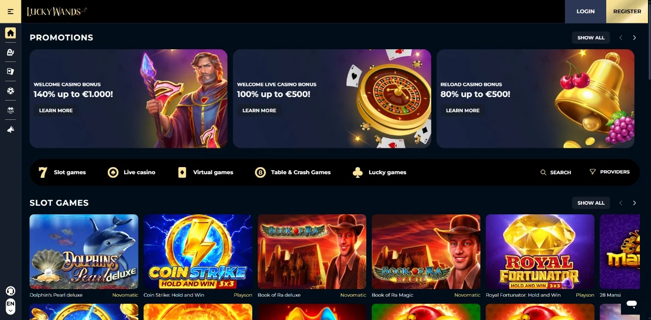 luckywands casino not on gamstop homepage
